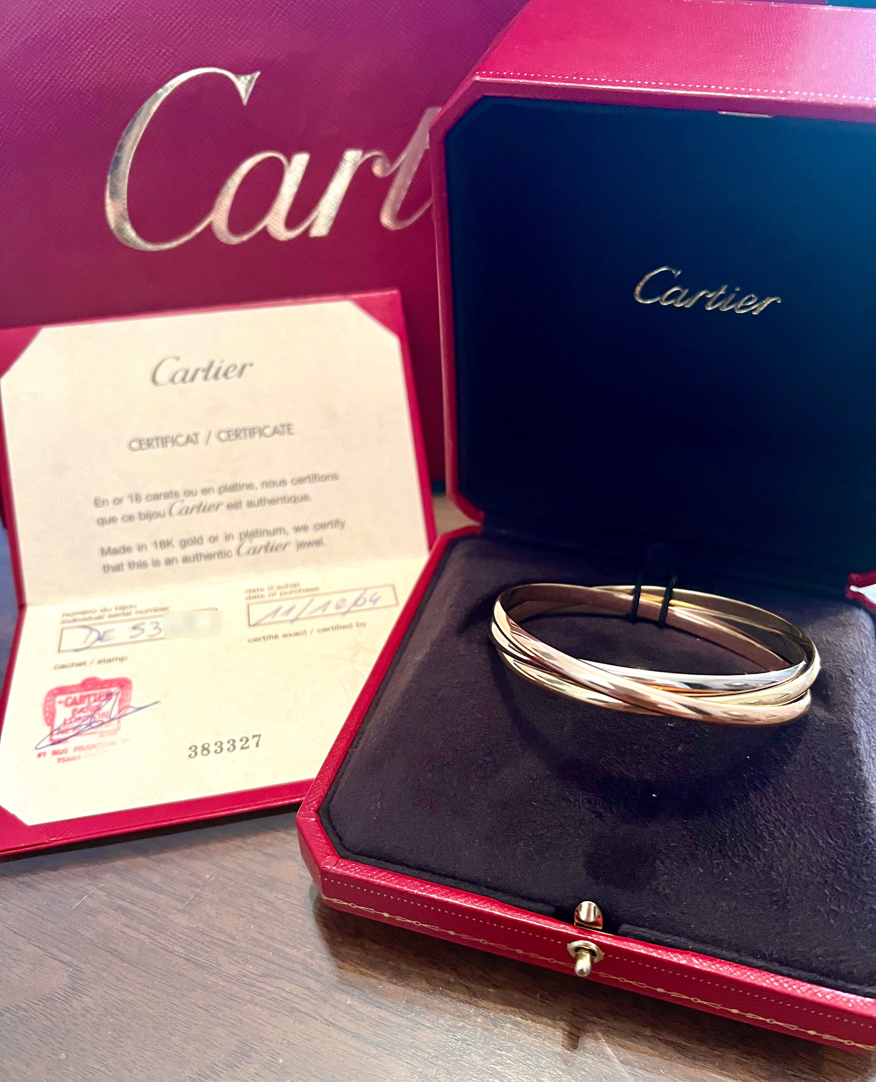 Cartier Trinity Bangle 4.5mm Bracelet in 18k Gold B6013302 | eBay