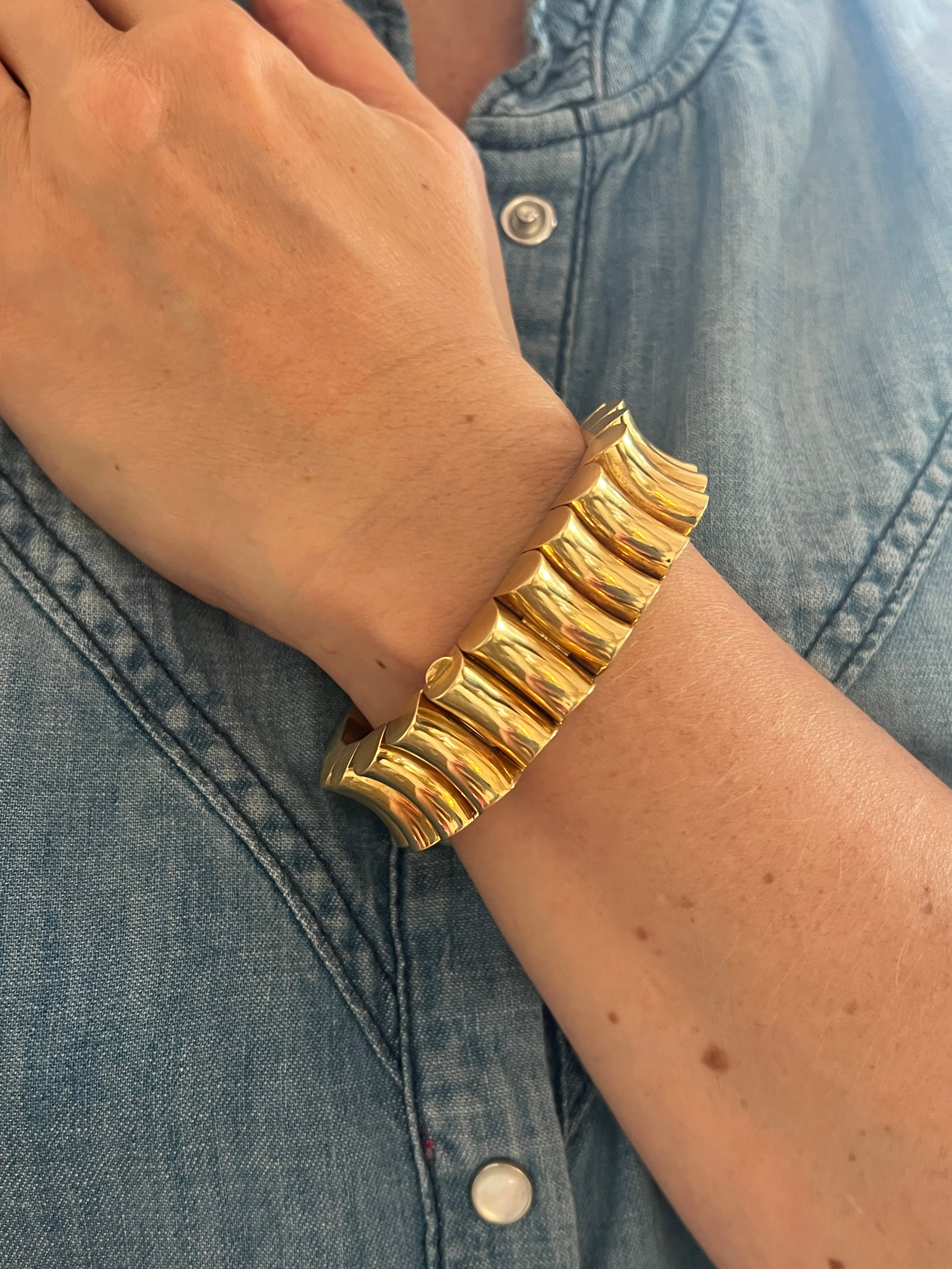 Gay Frères 18 Carat Yellow Gold Tank Bracelet