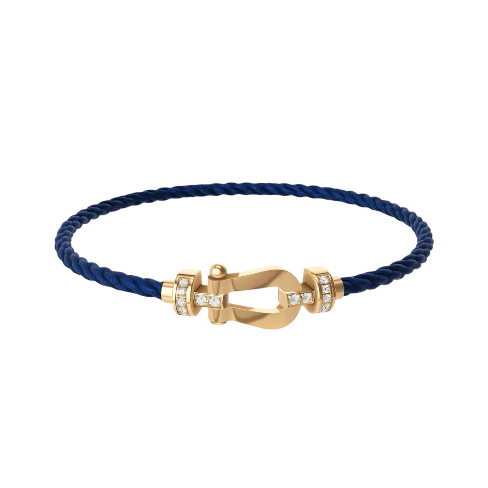 Bracelet Fred Force 10 Moyen Modèle Semi-Pavé Diamants Or Jaune 18 Carats