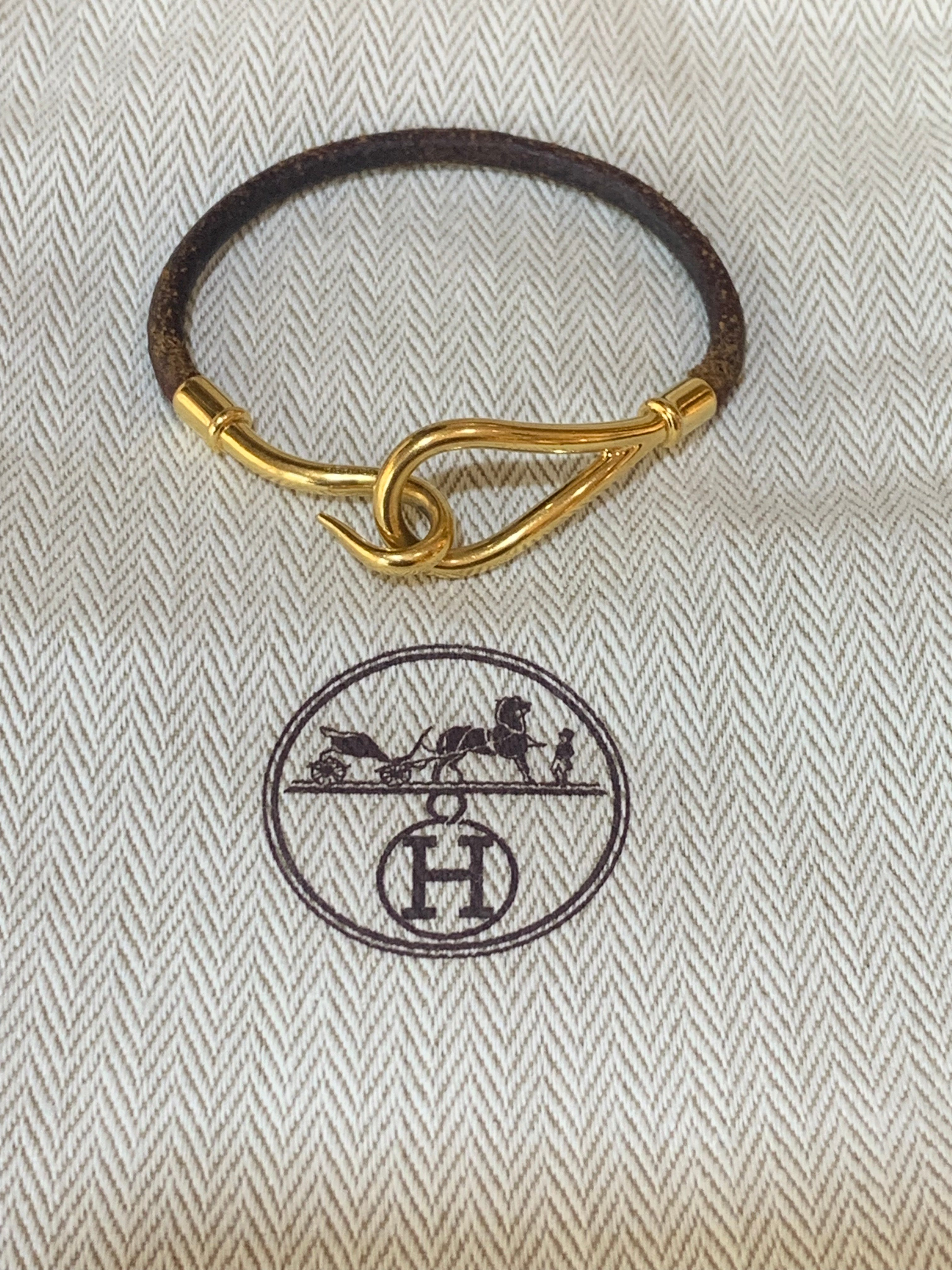 Bracelet Hermès Jumbo Doré Cuir
