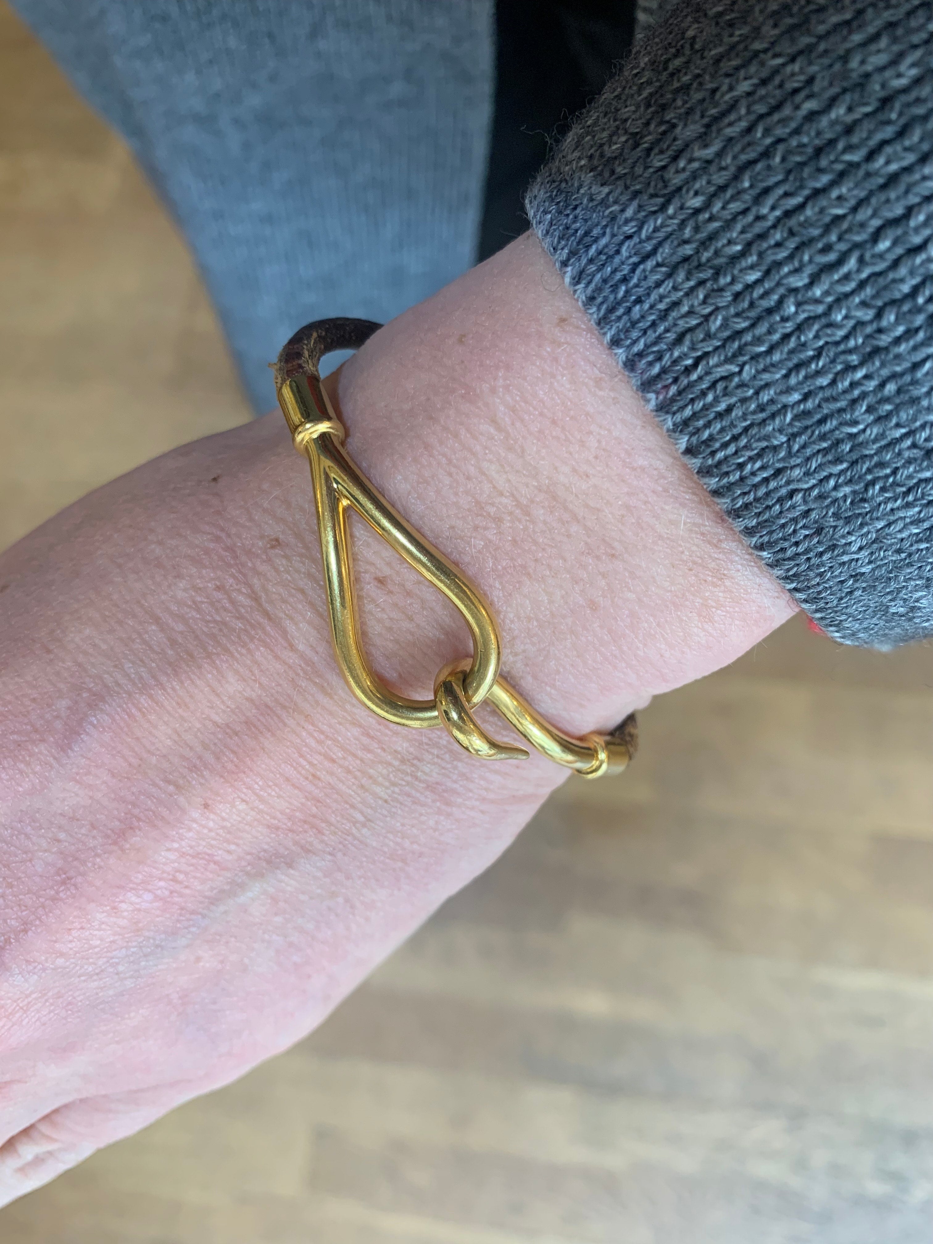 Bracelet Hermès Jumbo Doré Cuir