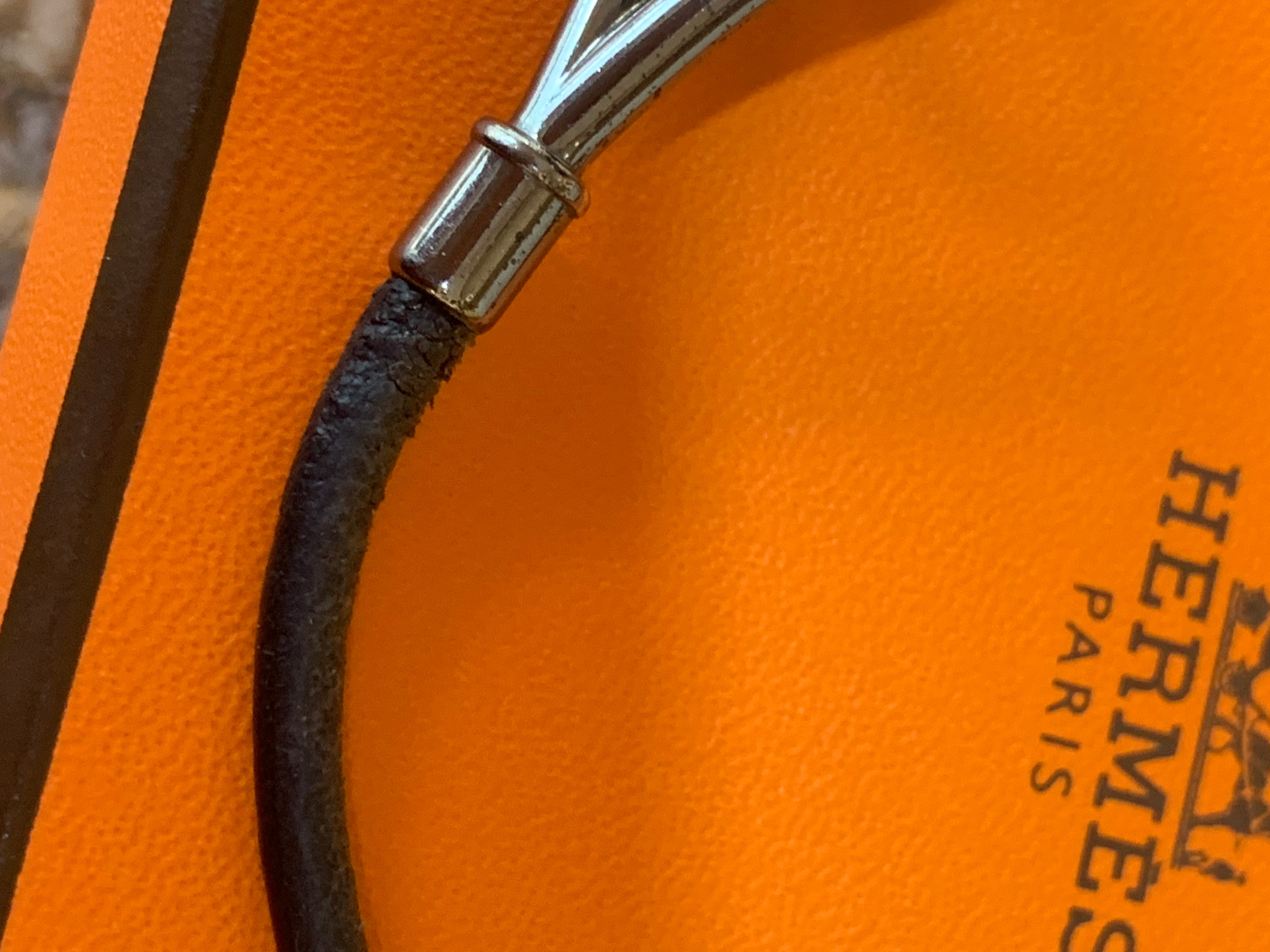 Hermès Jumbo Silvery Double Leather Bracelet