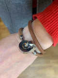 Hermès Lancelot Silvery Double Leather Bracelet