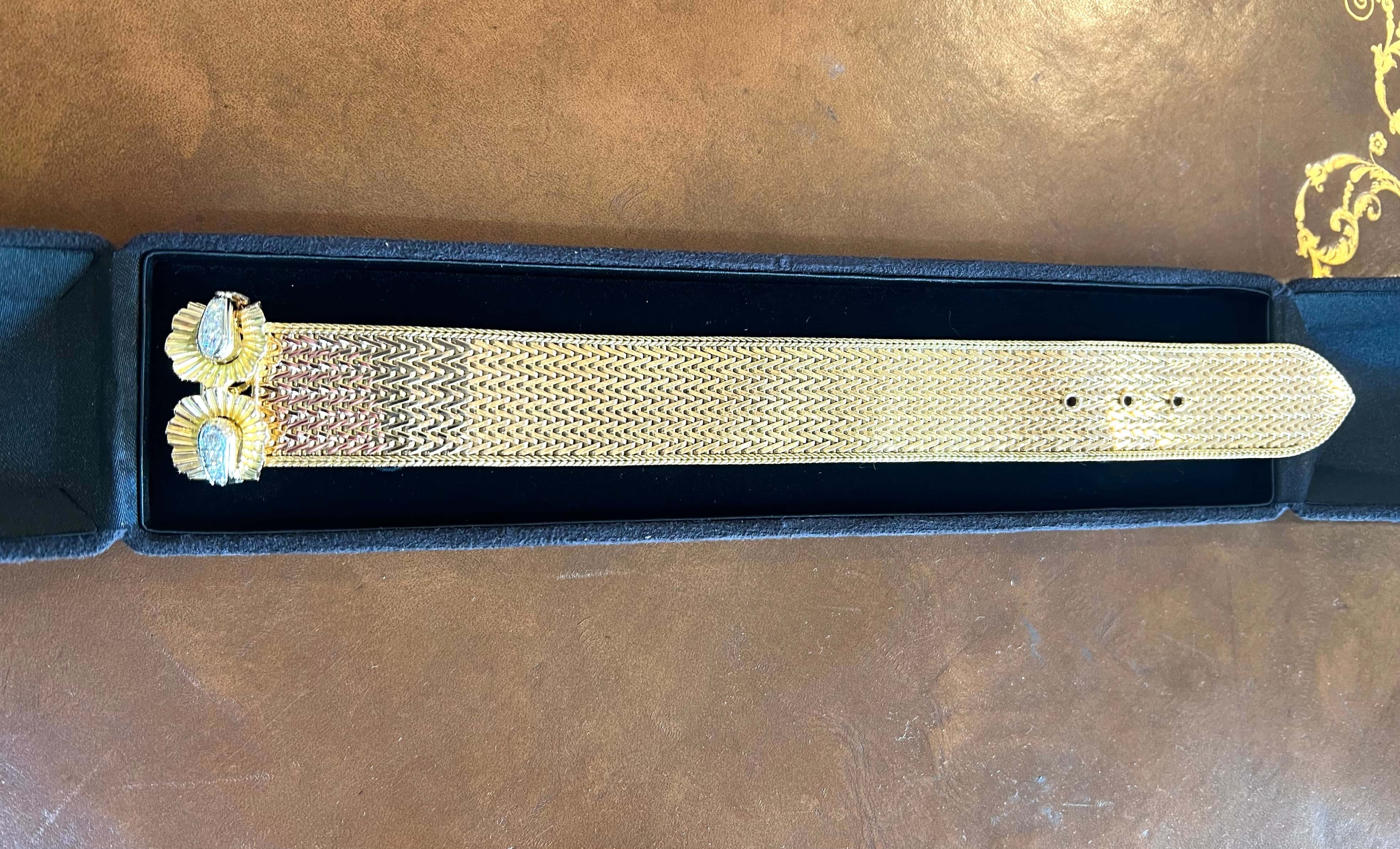 Bracelet Rétro Ceinture Diamants Or Jaune 18 Carats