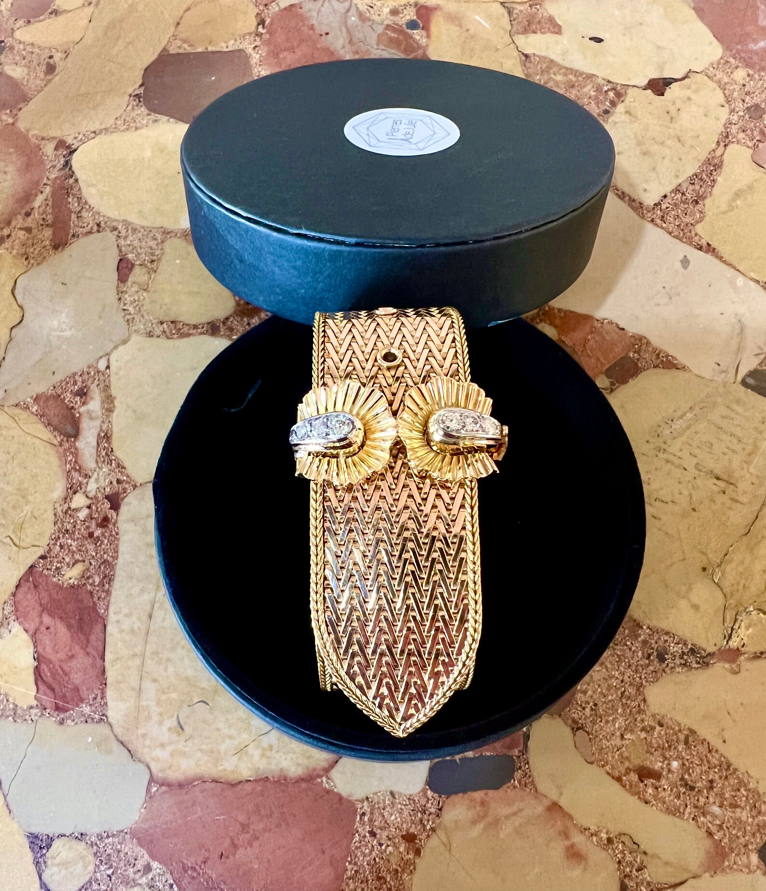 Bracelet Rétro Ceinture Diamants Or Jaune 18 Carats