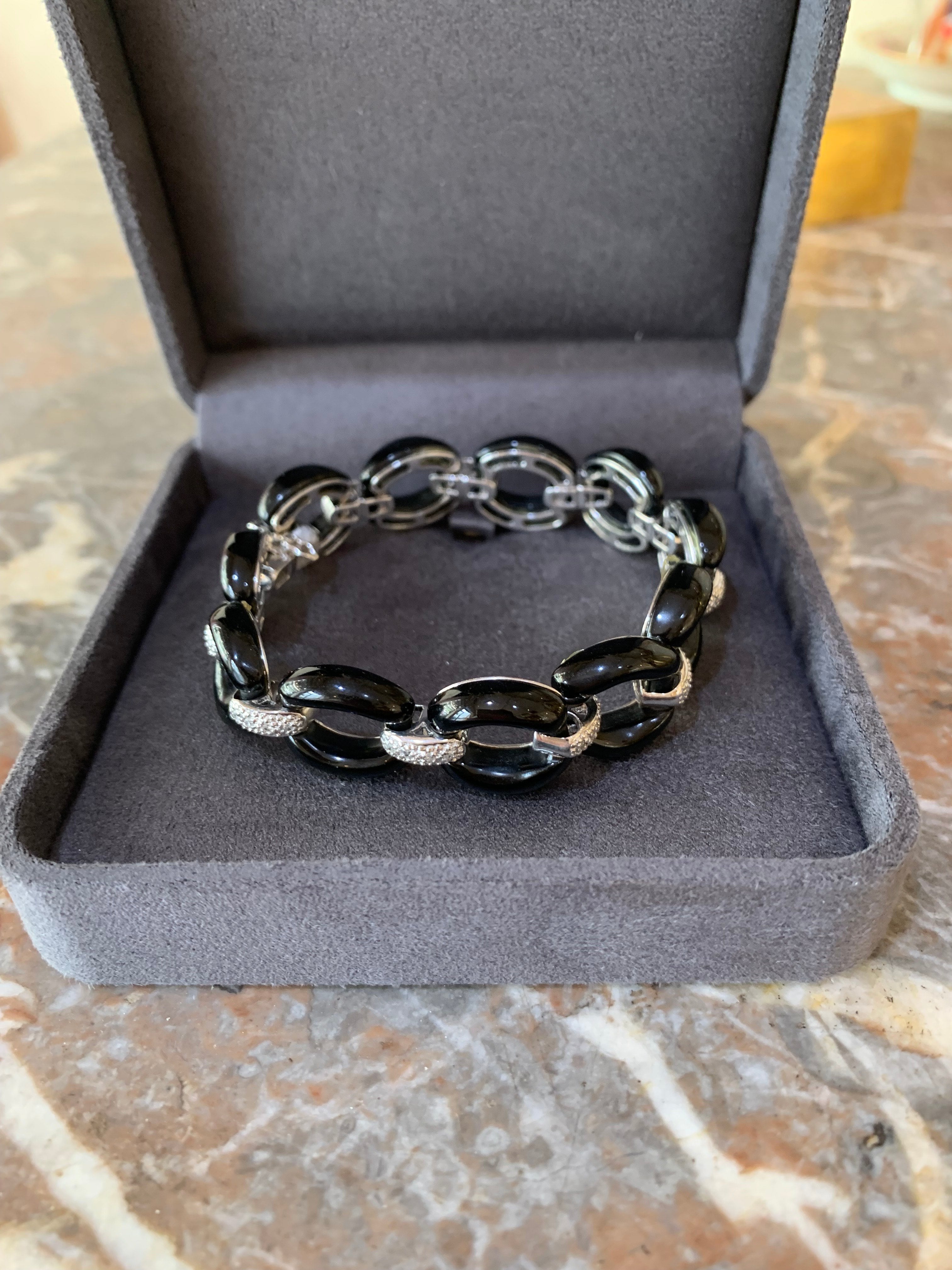 Bracelet Diamants Céramique Or Gris 18 Carats