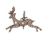 Broche Victorienne Cerf Diamants Argent Or Jaune