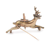 Broche Victorienne Cerf Diamants Argent Or Jaune