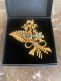Topaz Sapphires Diamonds 18 Carat Yellow Gold Retro Bouquet Brooch