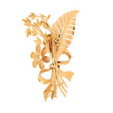 Broche Rétro Bouquet Topaze Saphirs Diamants Or Jaune 18 Carats