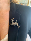 Broche Victorienne Cerf Diamants Argent Or Jaune