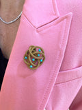 Vintage Turquoises 18 Carat Yellow Gold Twisted Knot Brooch