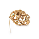 Vintage Turquoises 18 Carat Yellow Gold Twisted Knot Brooch