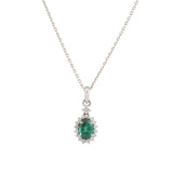 Oval Emerald Diamonds 18 Carat White Gold Necklace