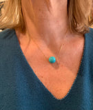 Turquoise 14mm 18 Carats Yellow Gold Necklace