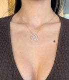 Two Circles Pave Necklace Diamonds 18K White Gold
