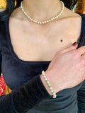 Collier de Perles 38 cm et Billes d'Or Jaune 18 Carats