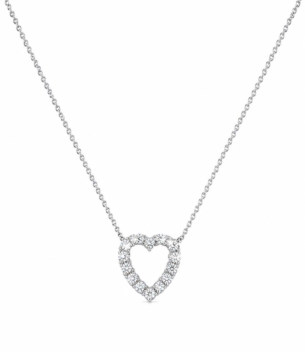 Collier Cœur Diamants 1.60 Carats Or Gris 18 Carats
