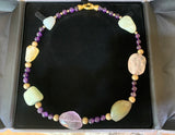 Collier Aventurine Améthyste Quartz Rose Cristal de Roche Vermeil