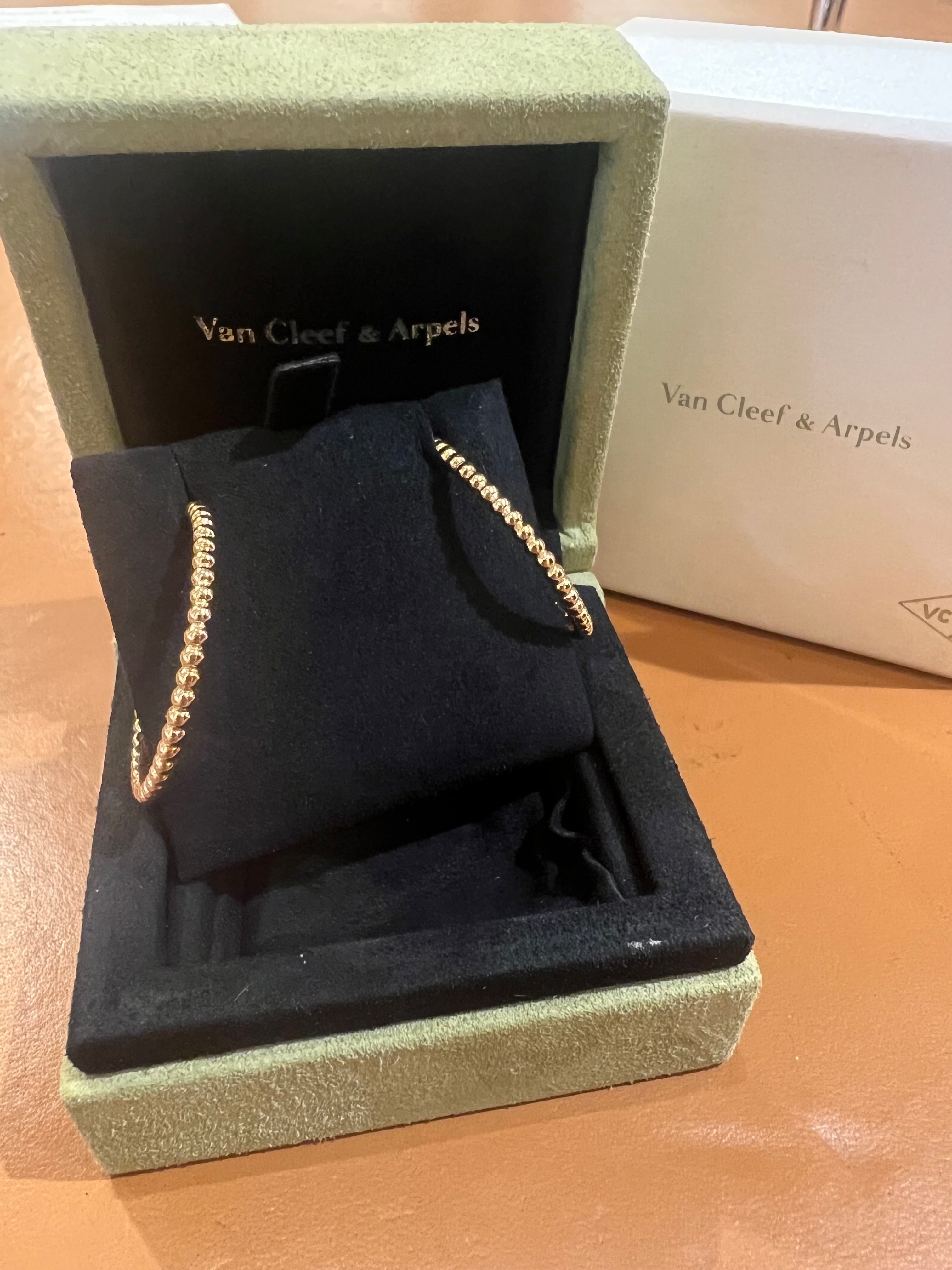 Van Cleef & Arpels Perlée Small Model 18 Carats Rose Gold Hoop Earrings