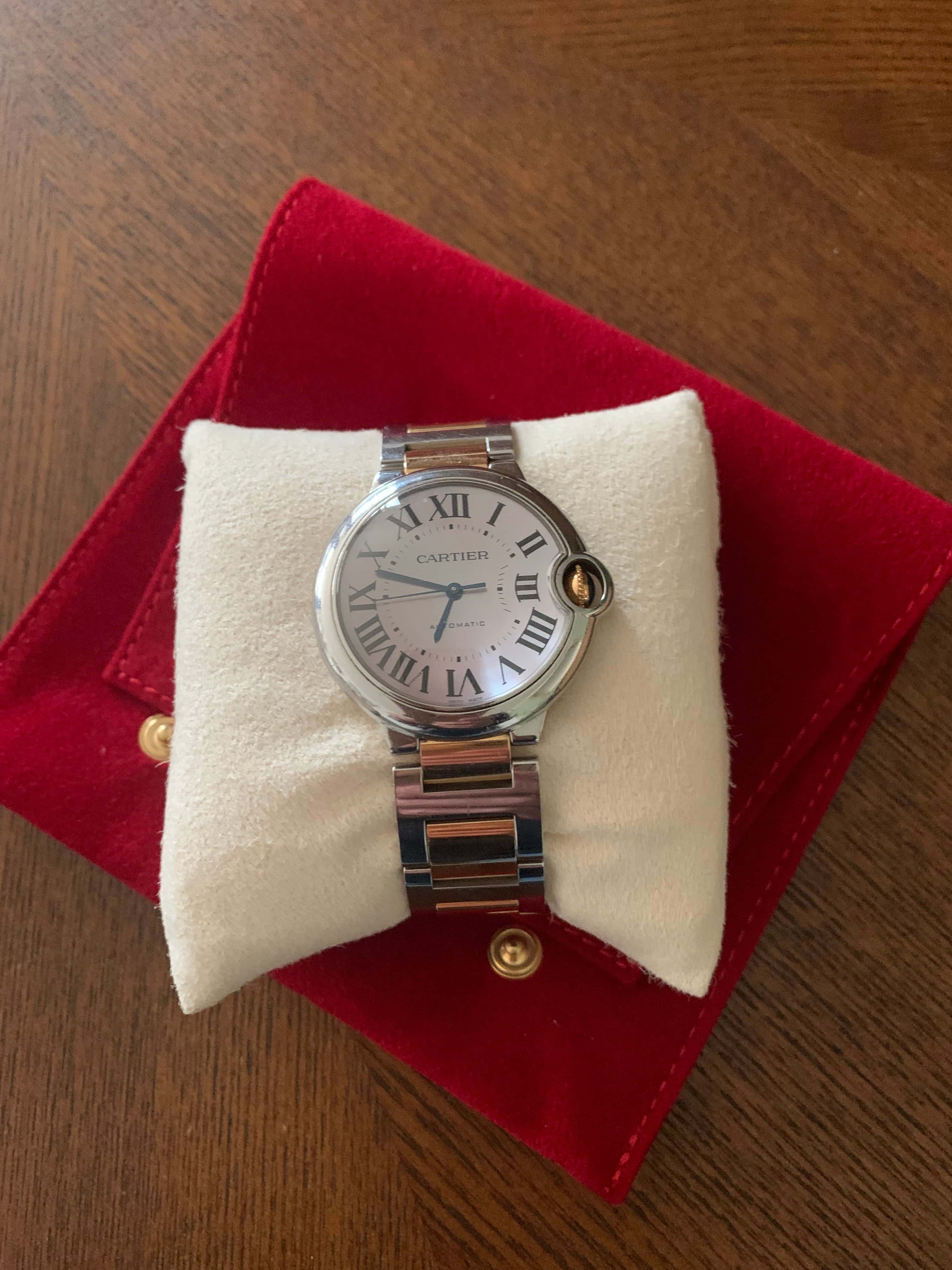 Montre Cartier Ballon Bleu 36mm Or Jaune 18 Carats Acier Nacre Rose