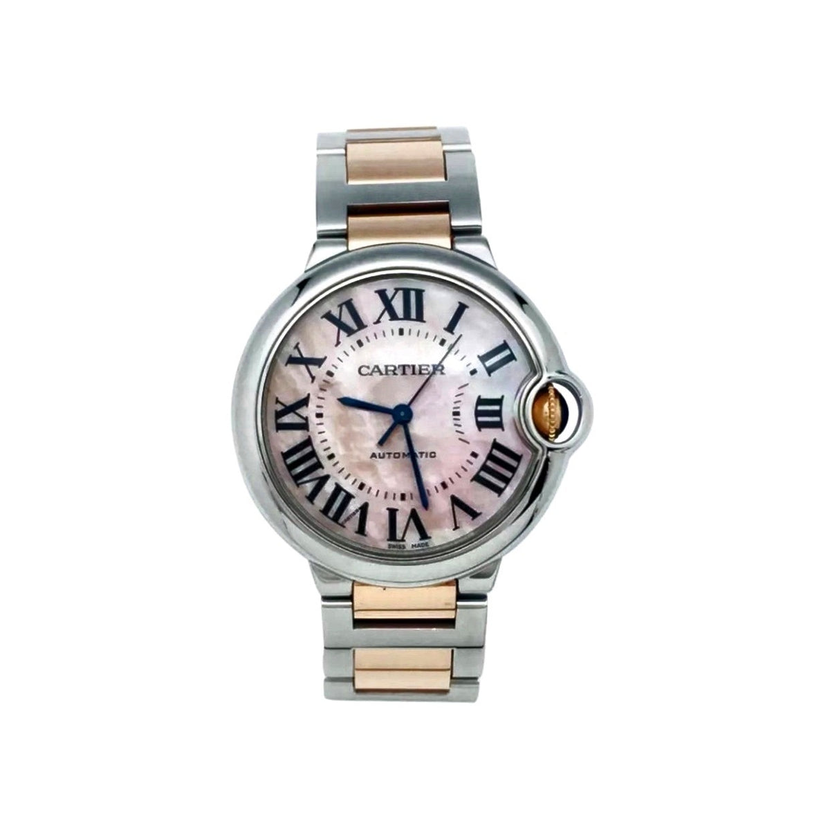 Montre Cartier Ballon Bleu 36mm Or Jaune 18 Carats Acier Nacre Rose
