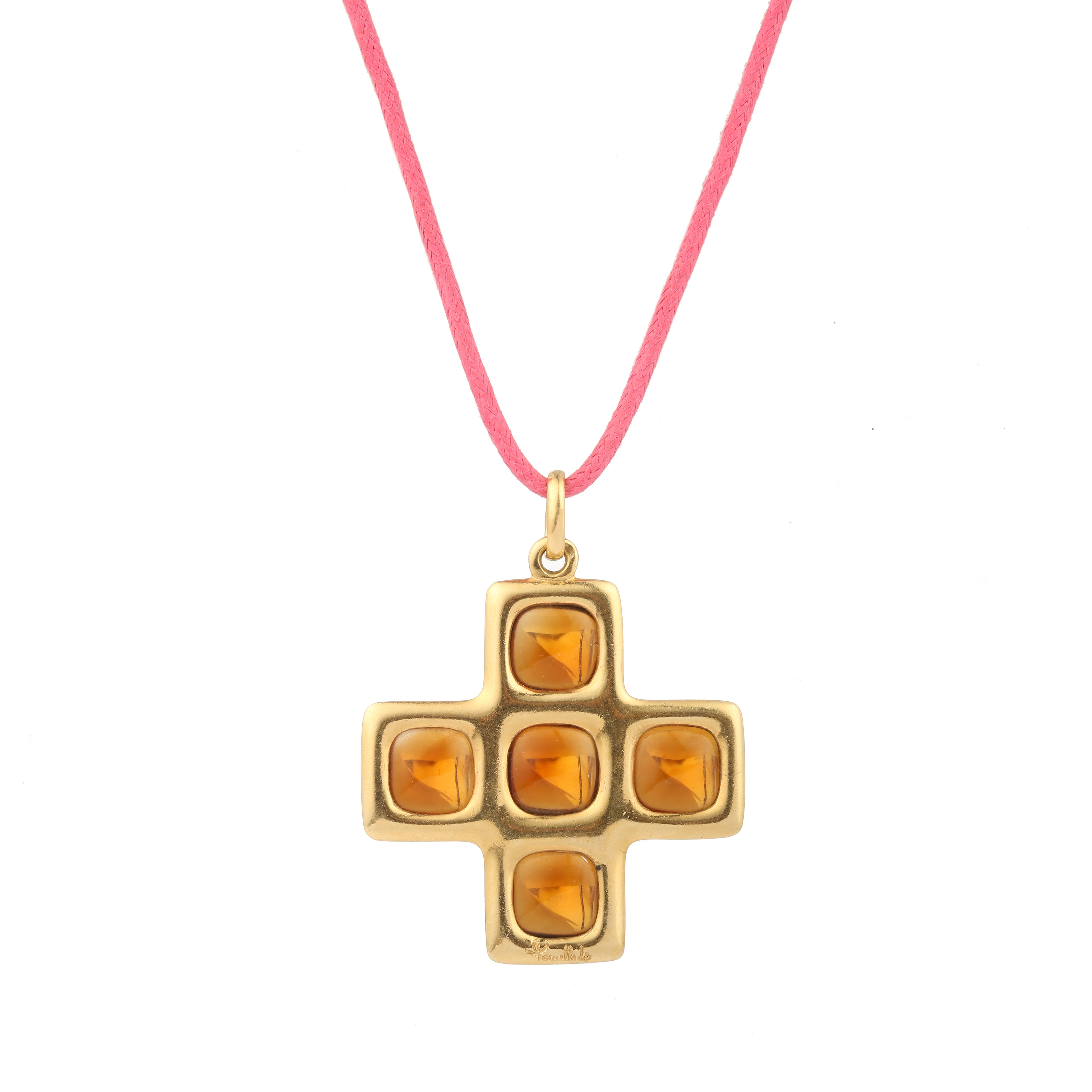 Vintage Pomellato Citrine 18 Carat Yellow Gold Cross Pendant