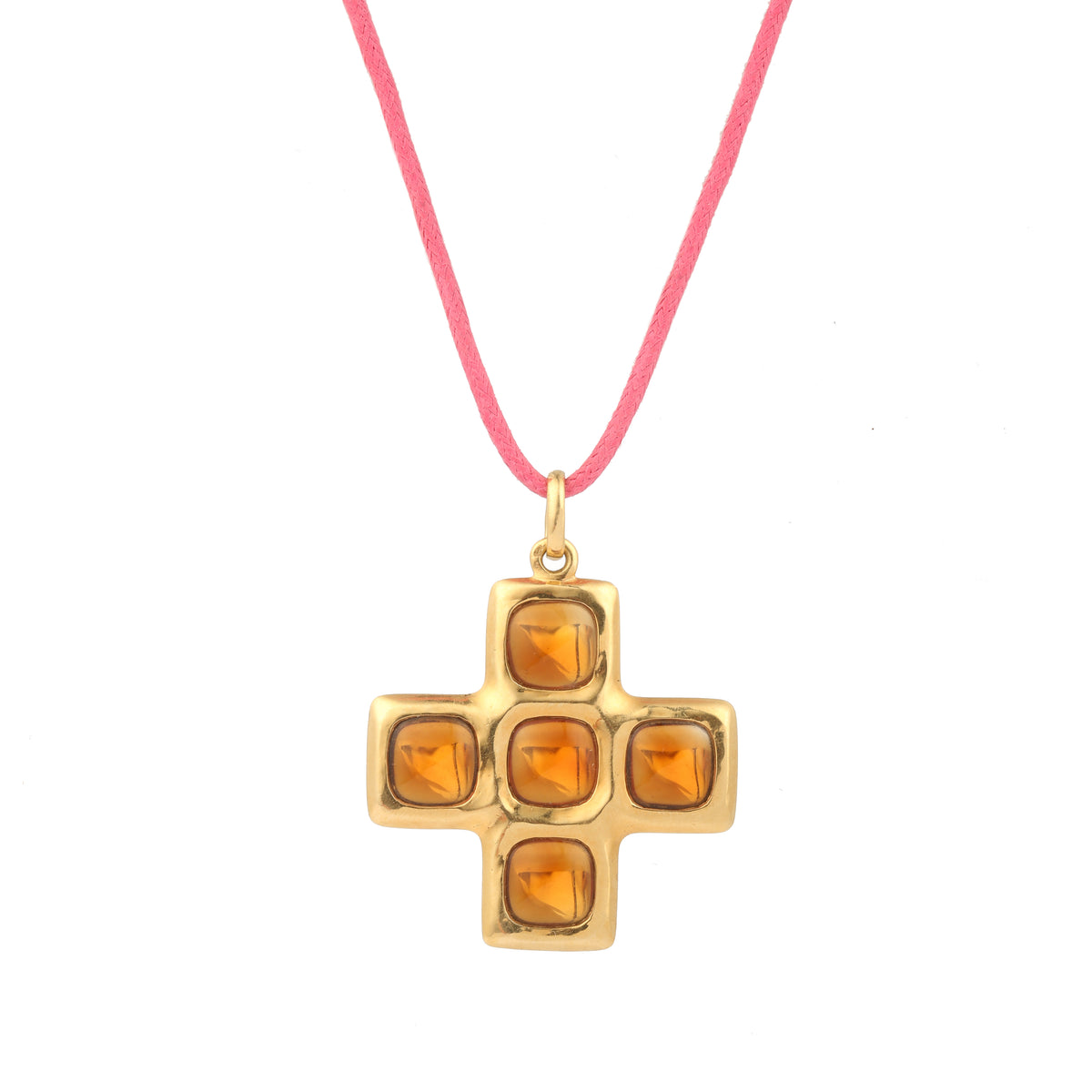 Pendentif Croix Pomellato Citrine Or Jaune 18 Carats