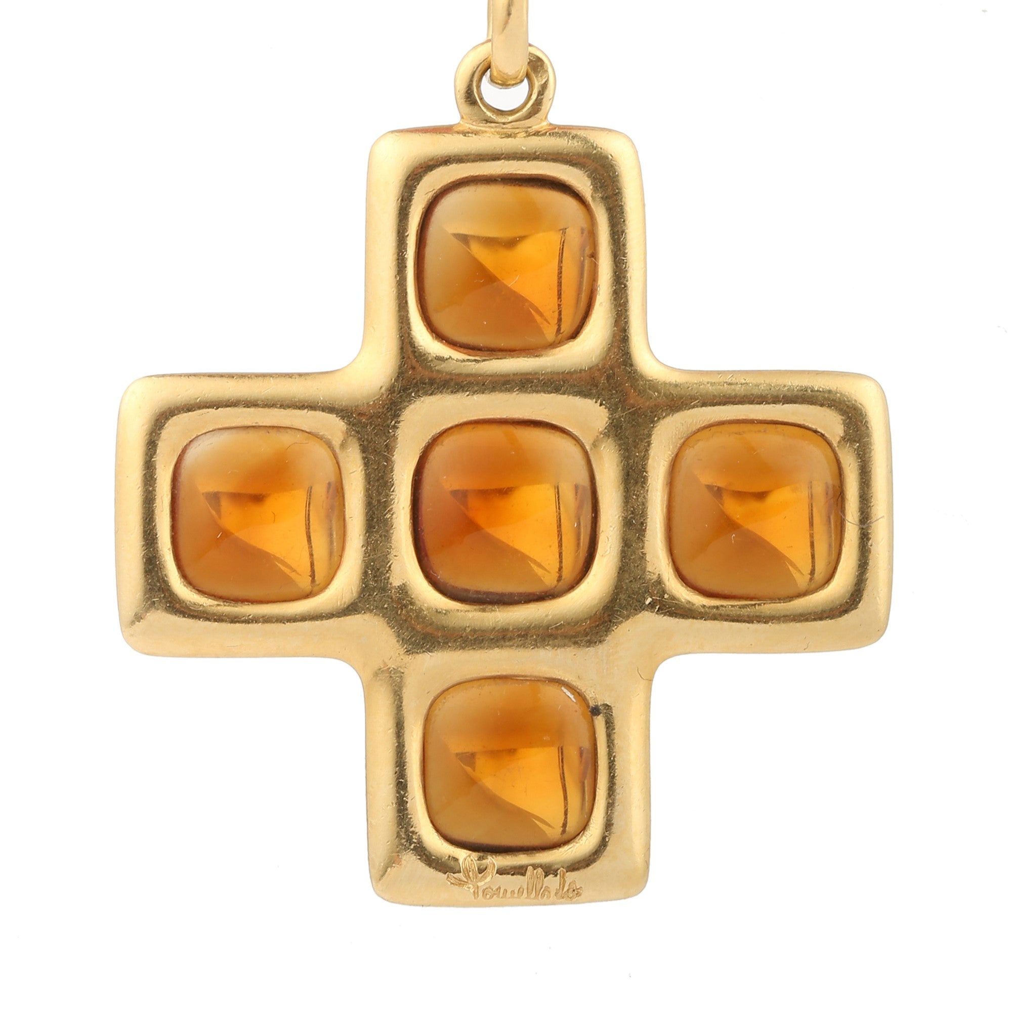 Vintage Pomellato Citrine 18 Carat Yellow Gold Cross Pendant
