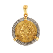 Pendentif Fred Force 10 Poisson Acier Or Jaune 18 Carats