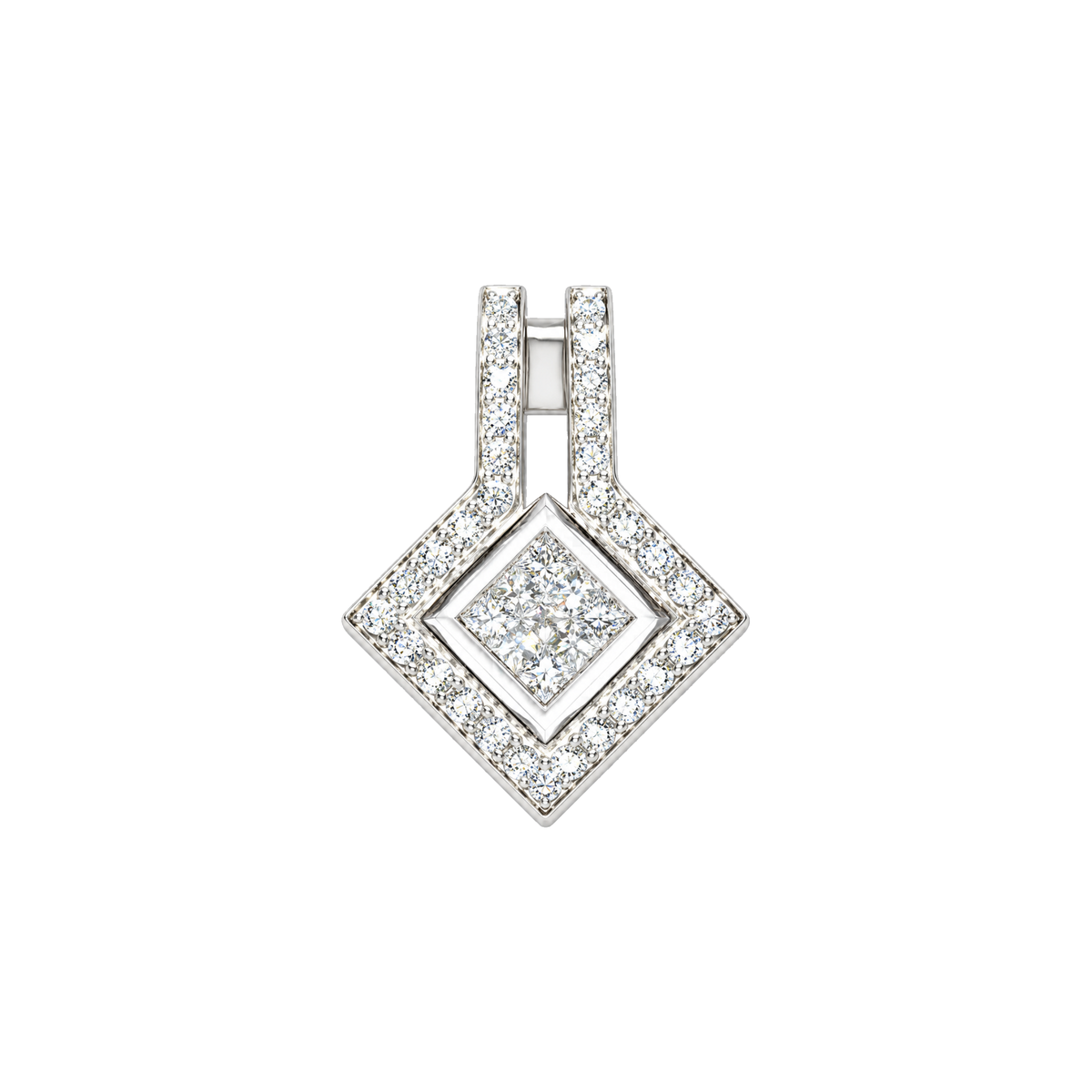 Diamonds 18 Carats White Gold Rhombus Pendant