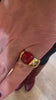 Bague Cabochon Opale de Feu Diamants Or Jaune 18 Carats