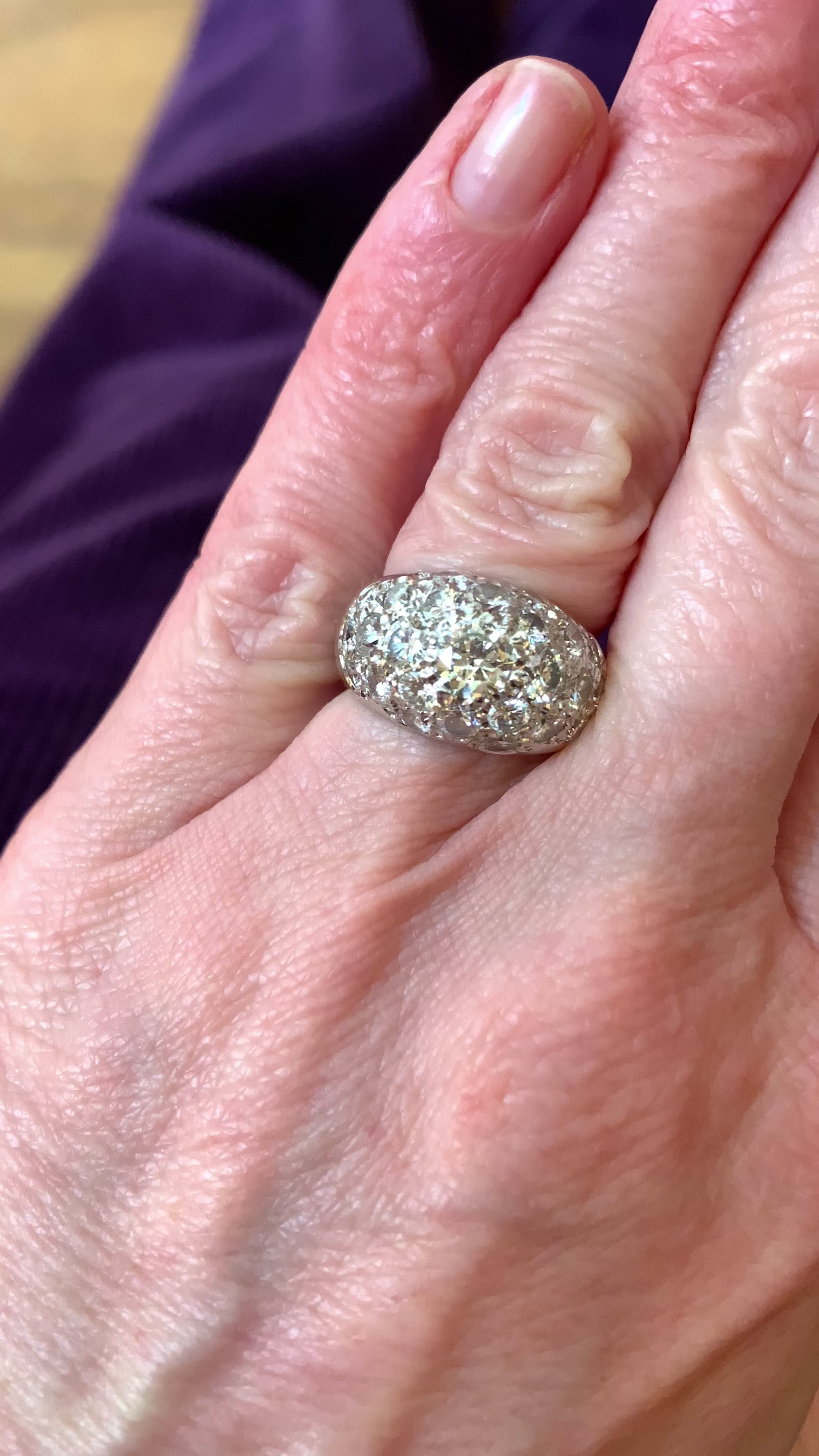 Bague Jonc Diamants 2.20 Carats Or Gris 18 Carats