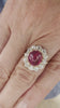 Certified Unheated 3.63 Carats Burma Cabochon Ruby Diamonds Platinum Yellow Gold Ring
