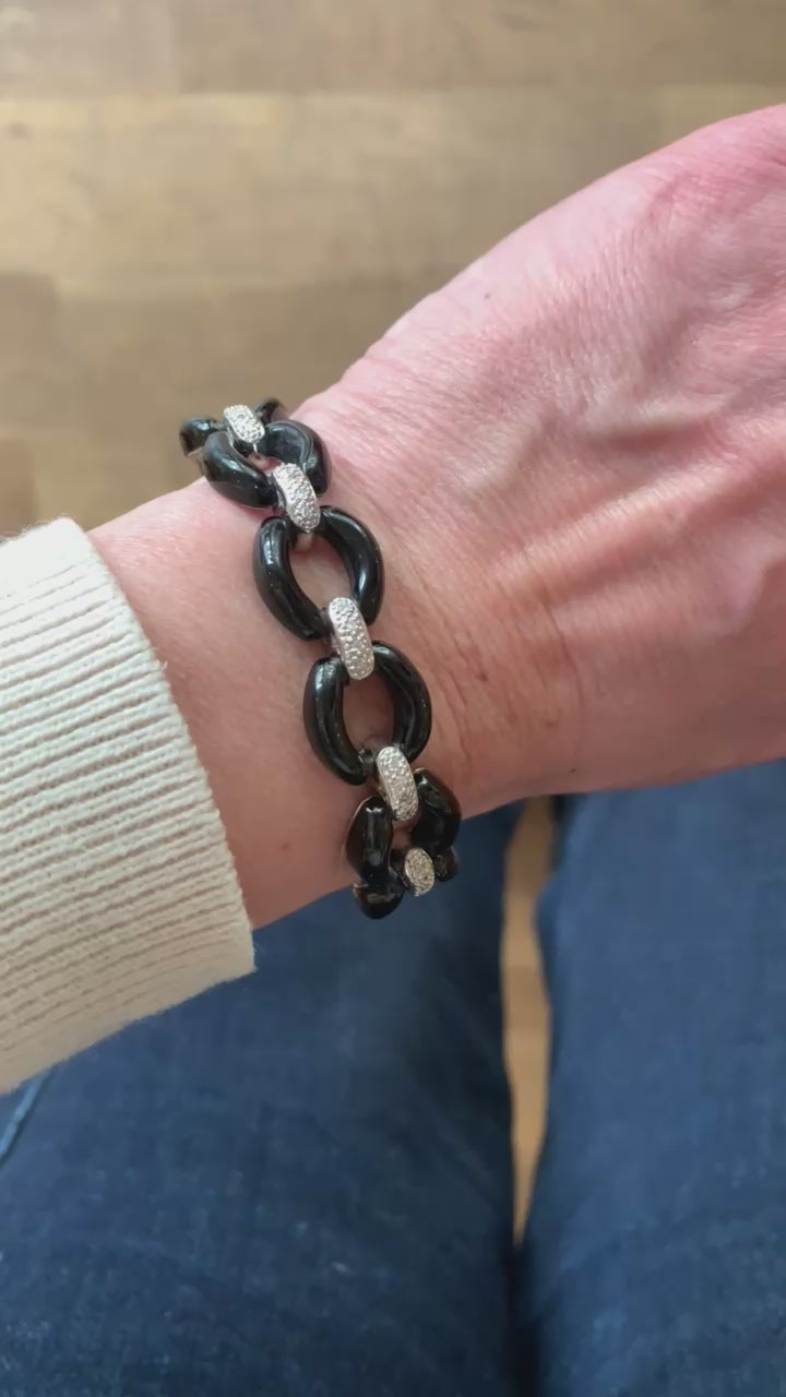 Bracelet Diamants Céramique Or Gris 18 Carats