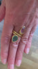 Bague Toi et Moi Tourmaline Verte et Rose Or Jaune 18 Carats