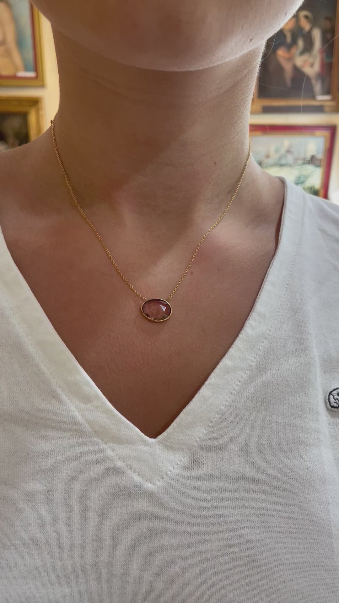 Collier Tourmaline Orangée Or Jaune 18 Carats