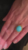 Bague Oursin Vintage Cabochon Turquoise Or Jaune 18 Carats