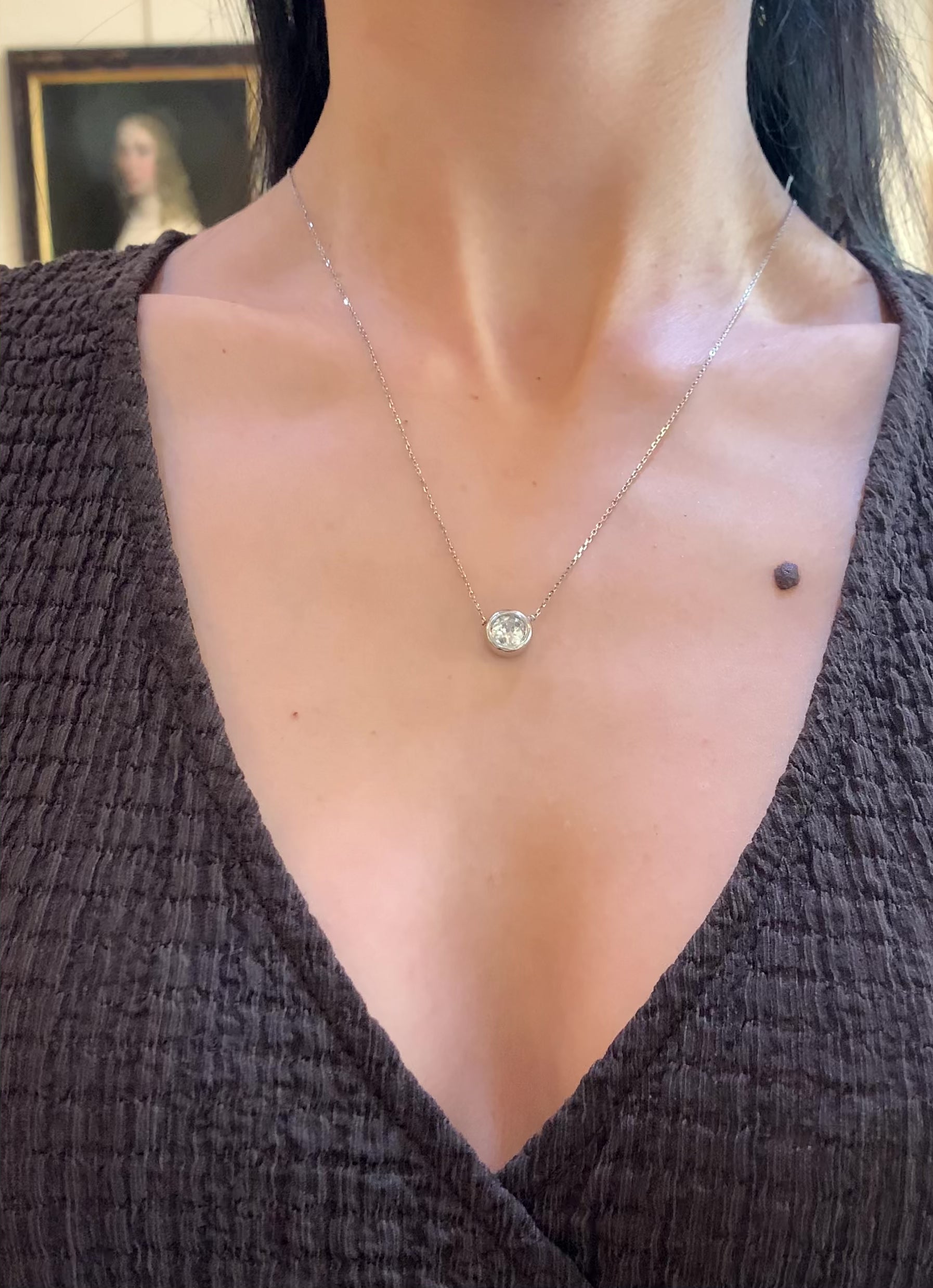 Collier Pneu Diamant 1 Carat Or Gris 18 Carats
