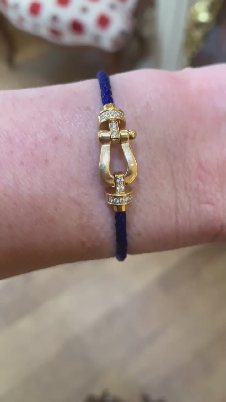 Bracelet Fred Force 10 Moyen Modèle Semi-Pavé Diamants Or Jaune 18 Carats