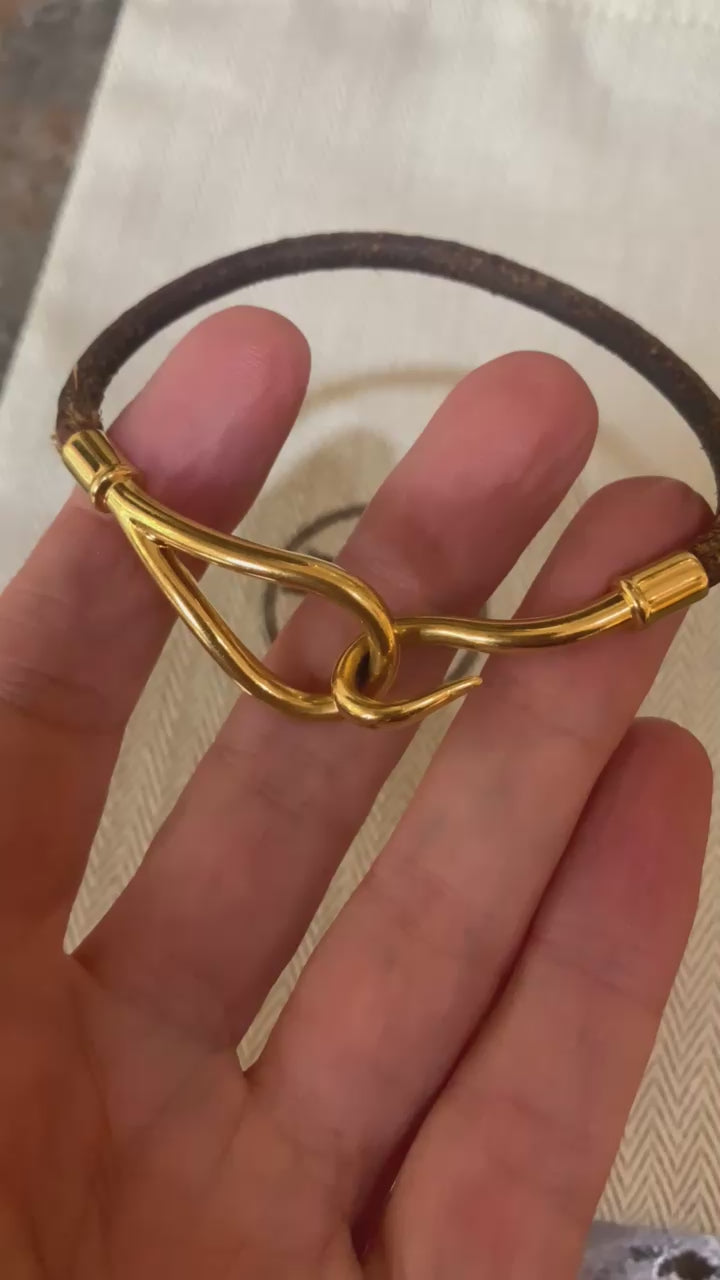 Bracelet Hermès Jumbo Doré Cuir