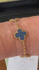 Bracelet Van Cleef & Arpels Vintage Alhambra 5 Motifs Agate Bleue Or Jaune 18 Carats