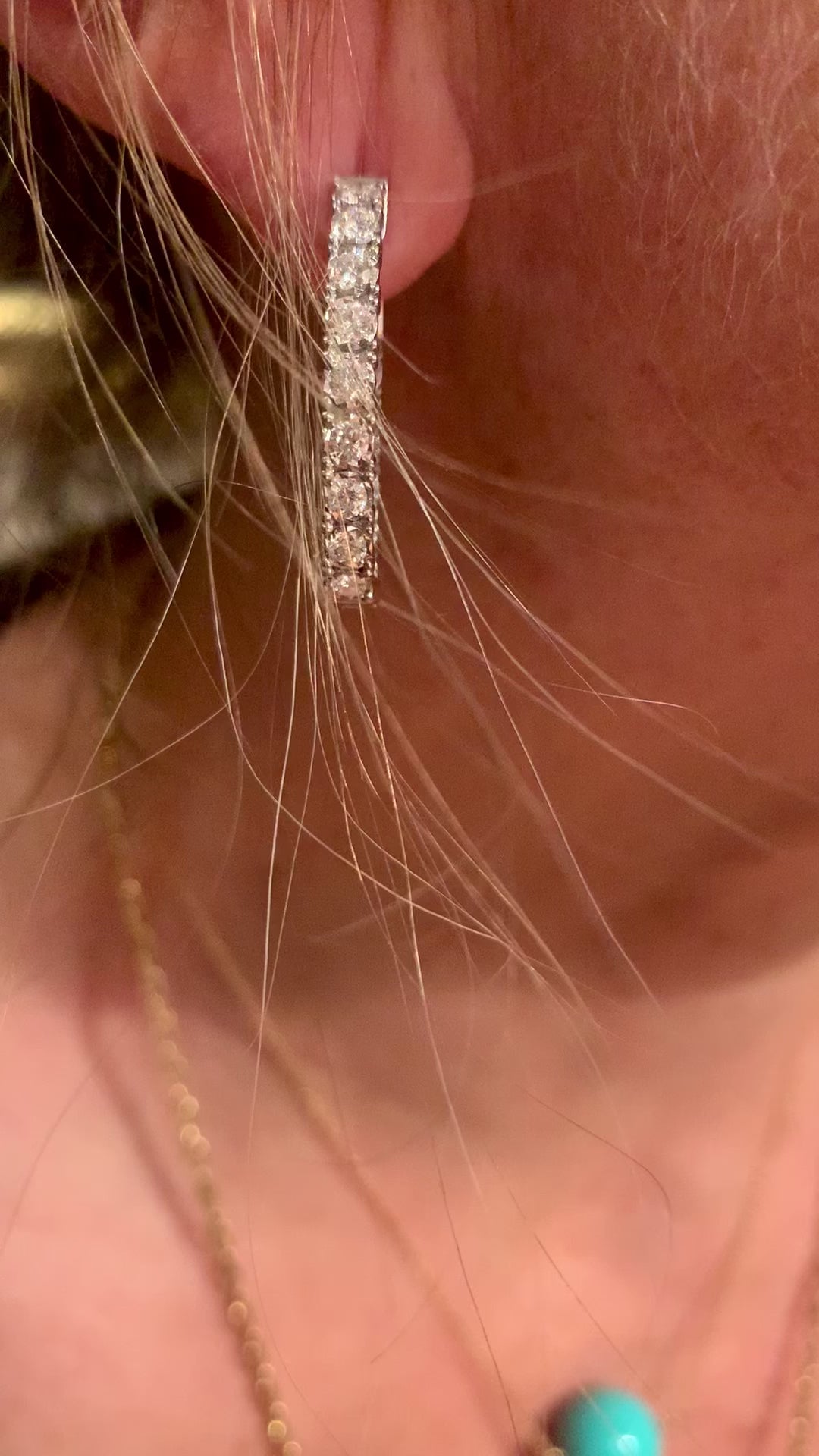 Paire Créoles Diamants 1.06 Carats Or Gris 18 Carats