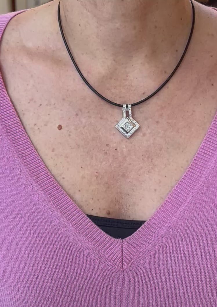 Diamonds 18 Carats White Gold Rhombus Pendant
