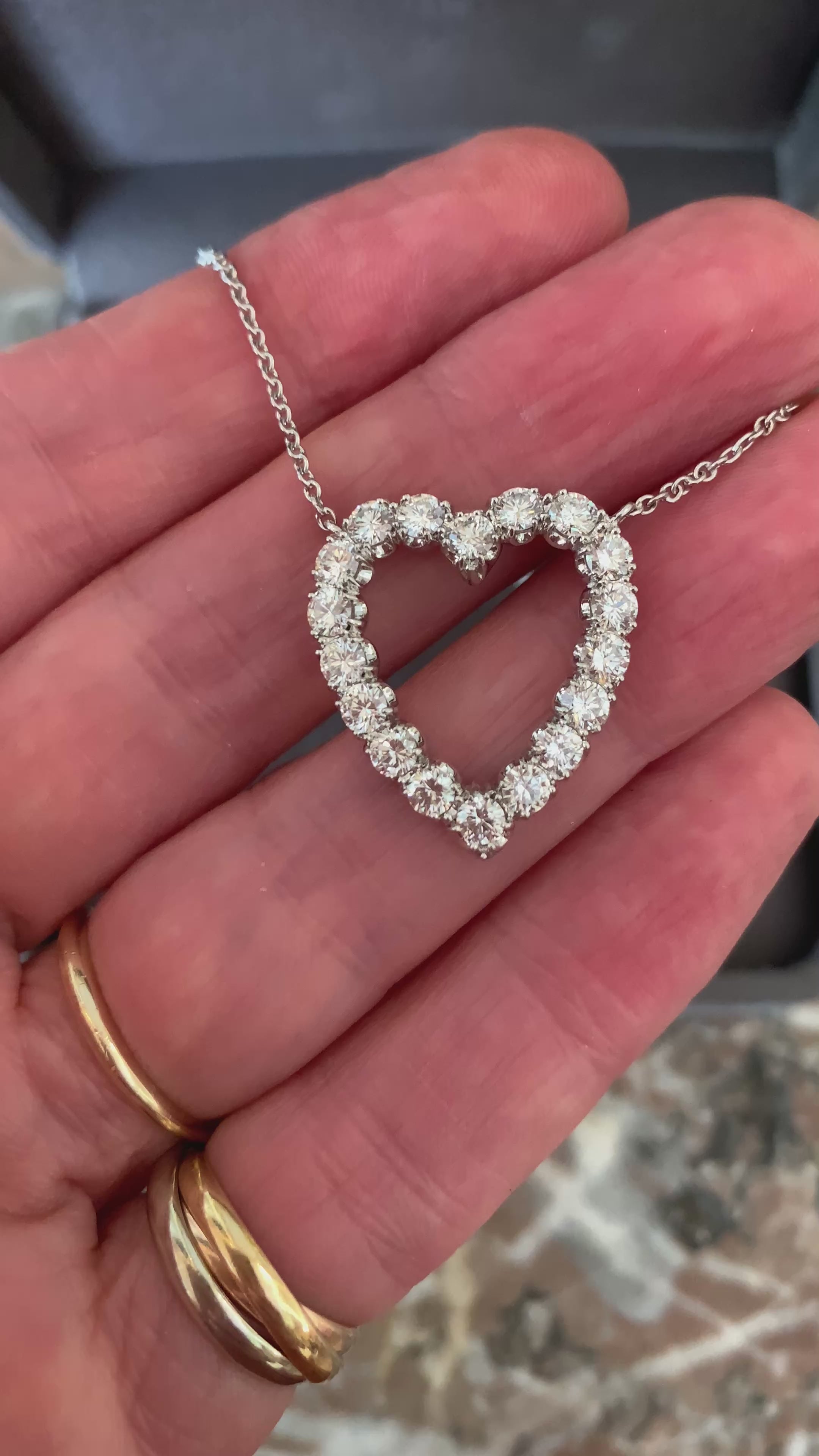 Collier Cœur Diamants 1.60 Carats Or Gris 18 Carats