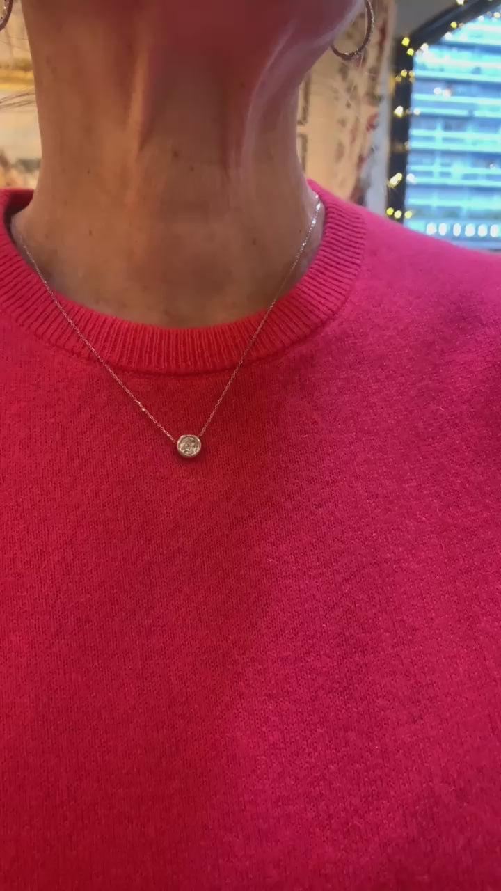 Collier Pneu Diamant 1 Carat Or Gris 18 Carats