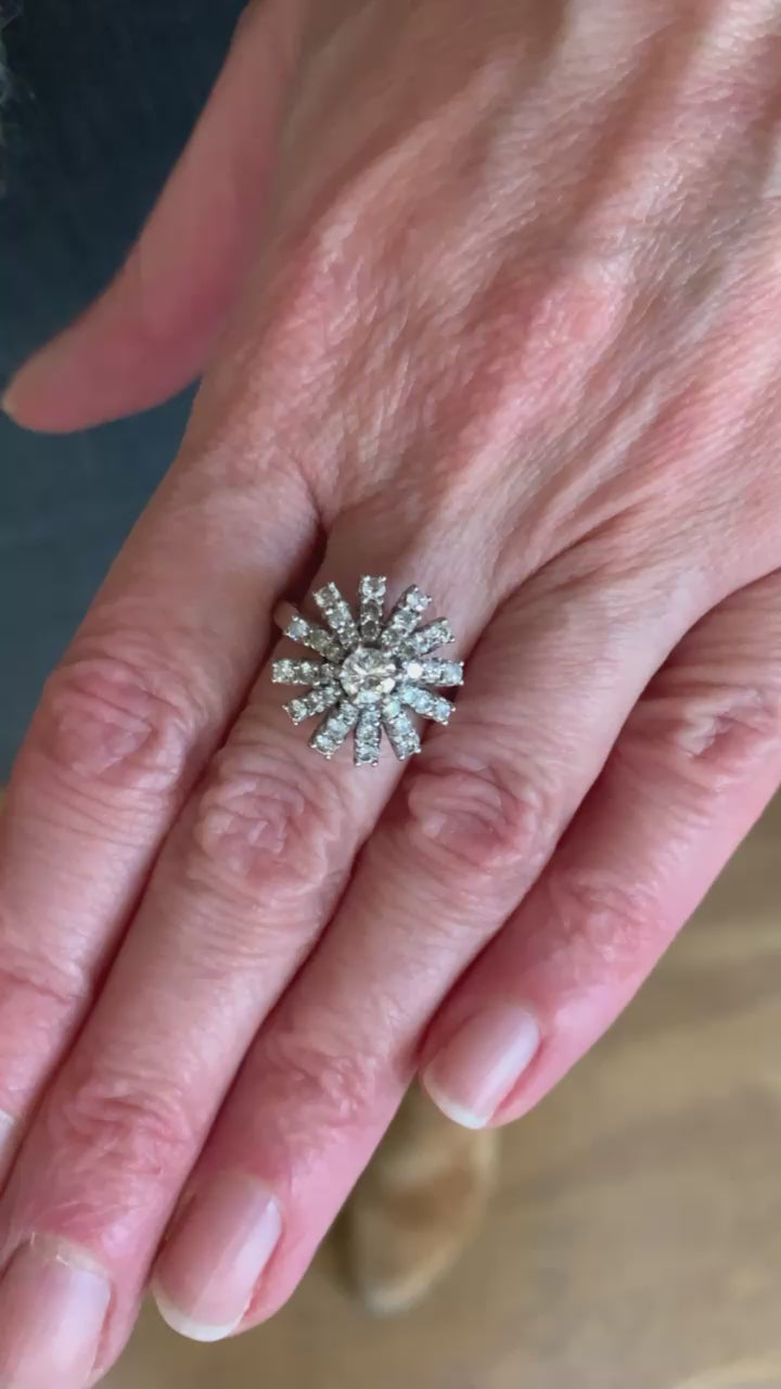 1 Carat Diamonds 18 Carats White Gold Snowflake Ring