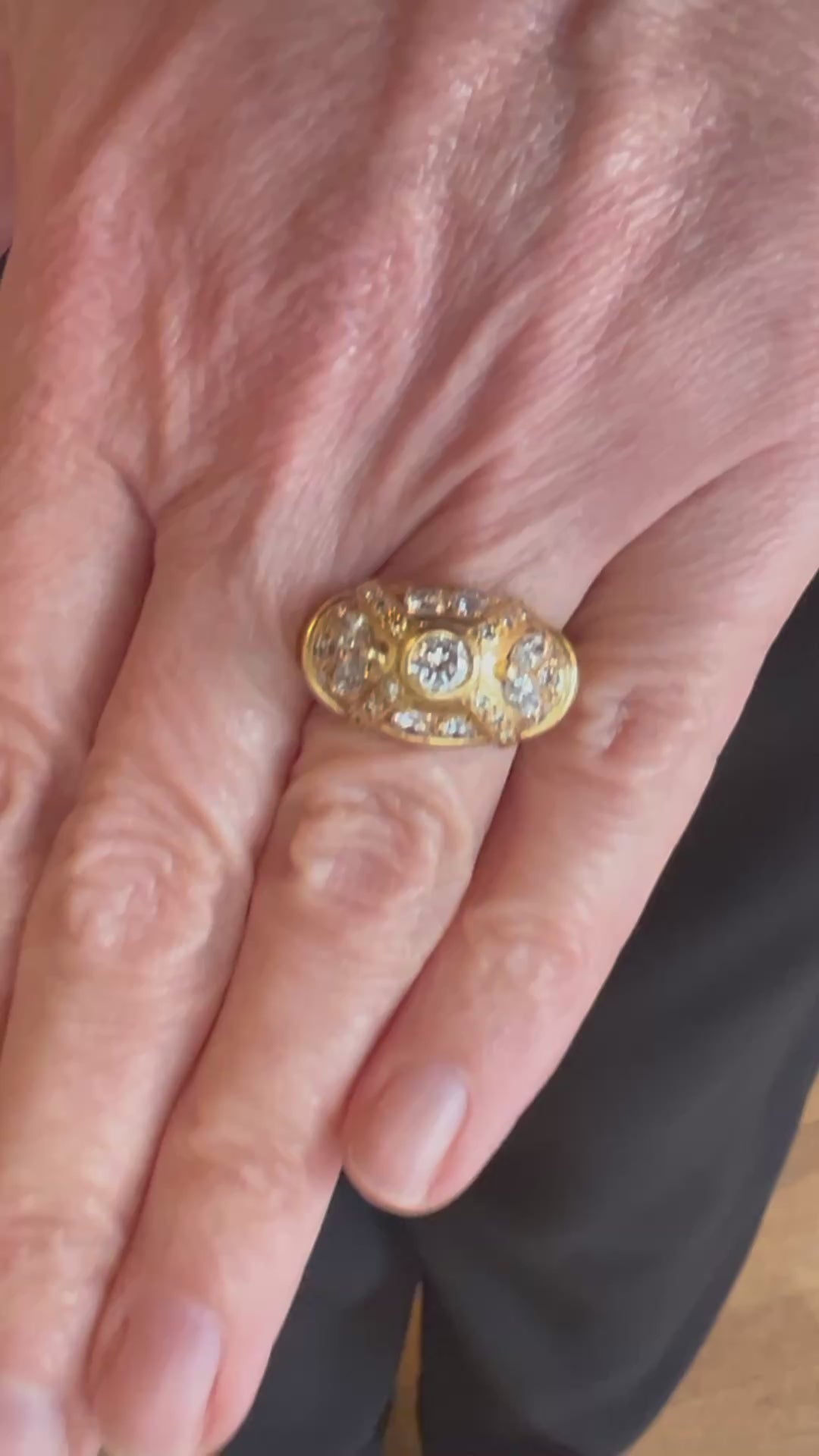 Bague Dôme Diamants 1.10 Carats Or Jaune 18 Carats