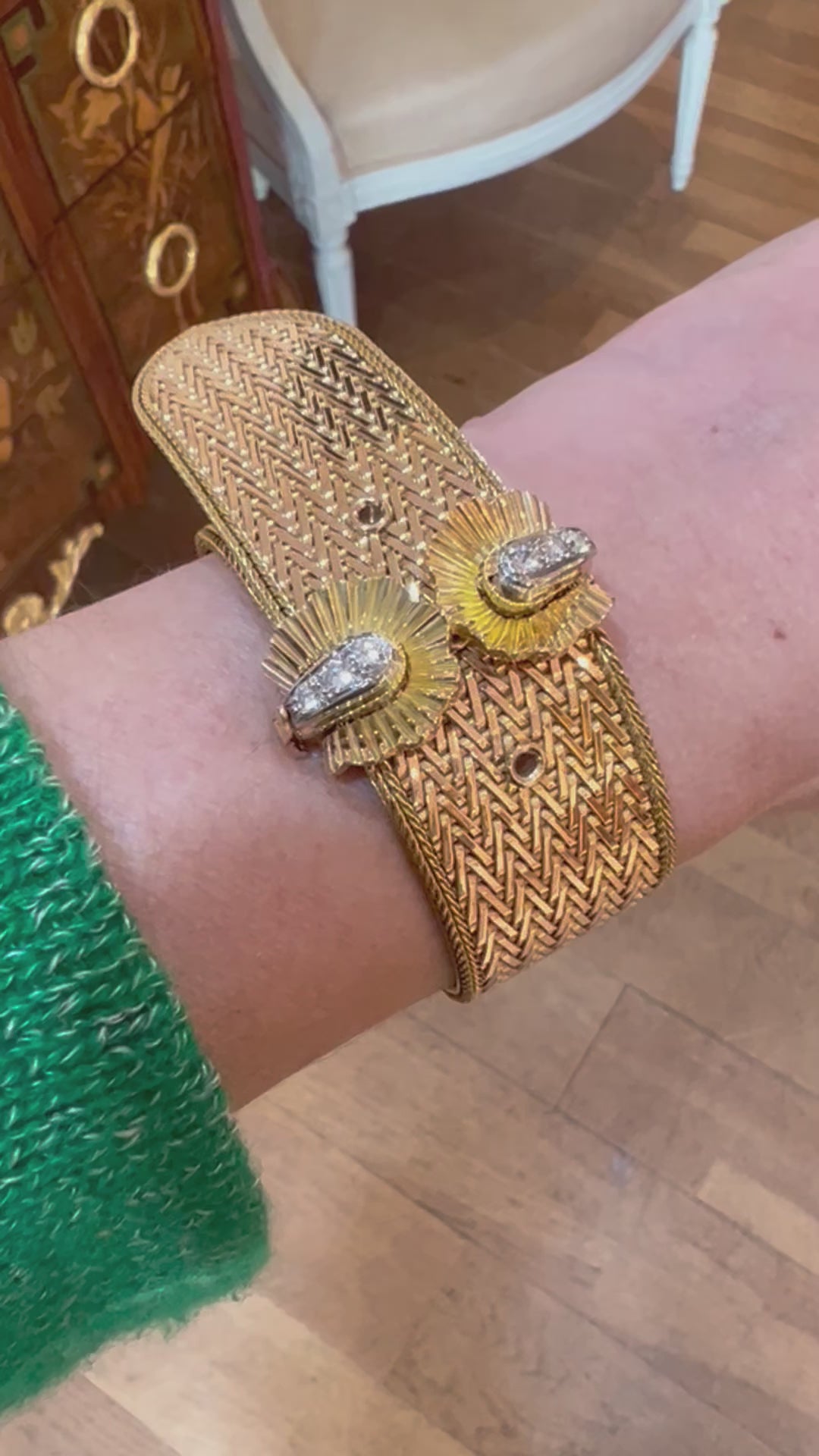 Bracelet Rétro Ceinture Diamants Or Jaune 18 Carats