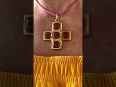 Vintage Pomellato Citrine 18 Carat Yellow Gold Cross Pendant